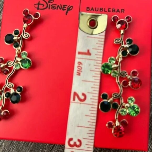 Disney BaubleBar Mickey Mouse Christmas Lights Minnie Mouse Dangling Earrings - Picture 3 of 3